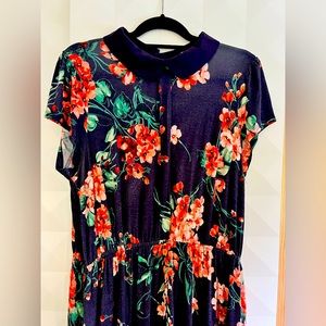 ModCloth Navy Floral Midi Dress 2X